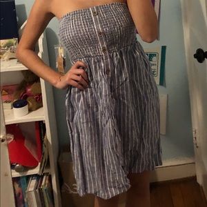 blue and white long dress